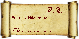 Prorok Nónusz névjegykártya
